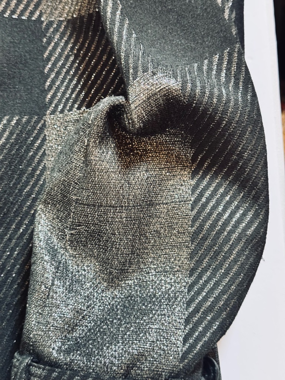 Burberry London Metallic Black & Gray Plaid Double-Breasted Jacket Blazer Coat - Picture 11 of 11